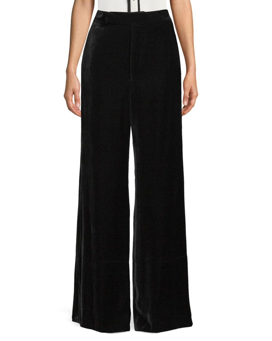 Celine Velvet Wide-leg Pants in Black | Lyst