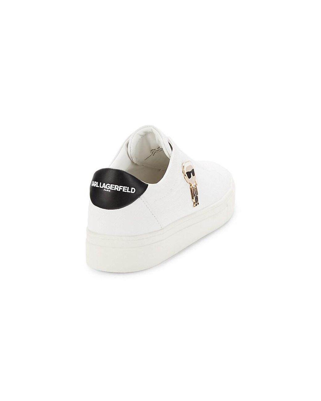 Karl Lagerfeld Ceci Logo Leather Slip On Sneakers in Black