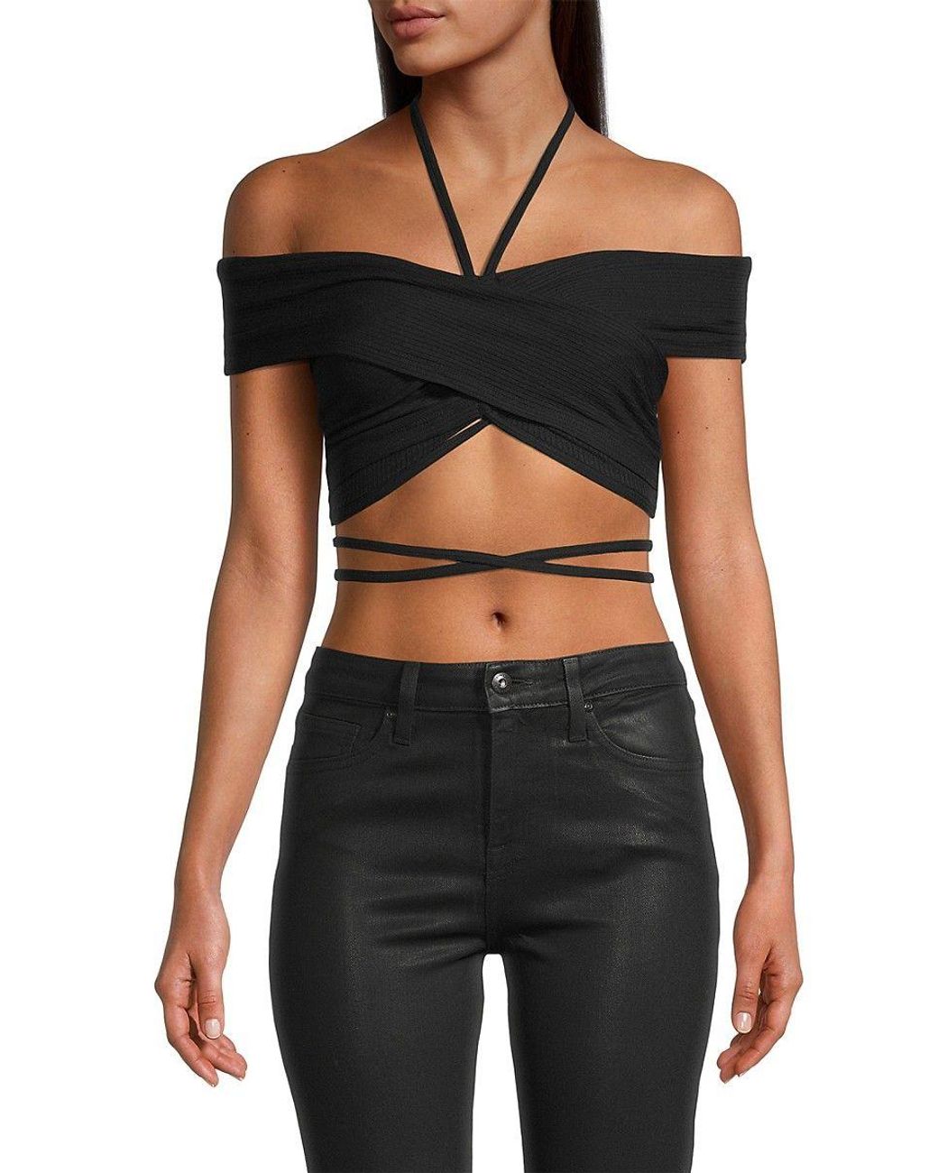 FAUX LEATHER CORSET CROP TOP/BROWN