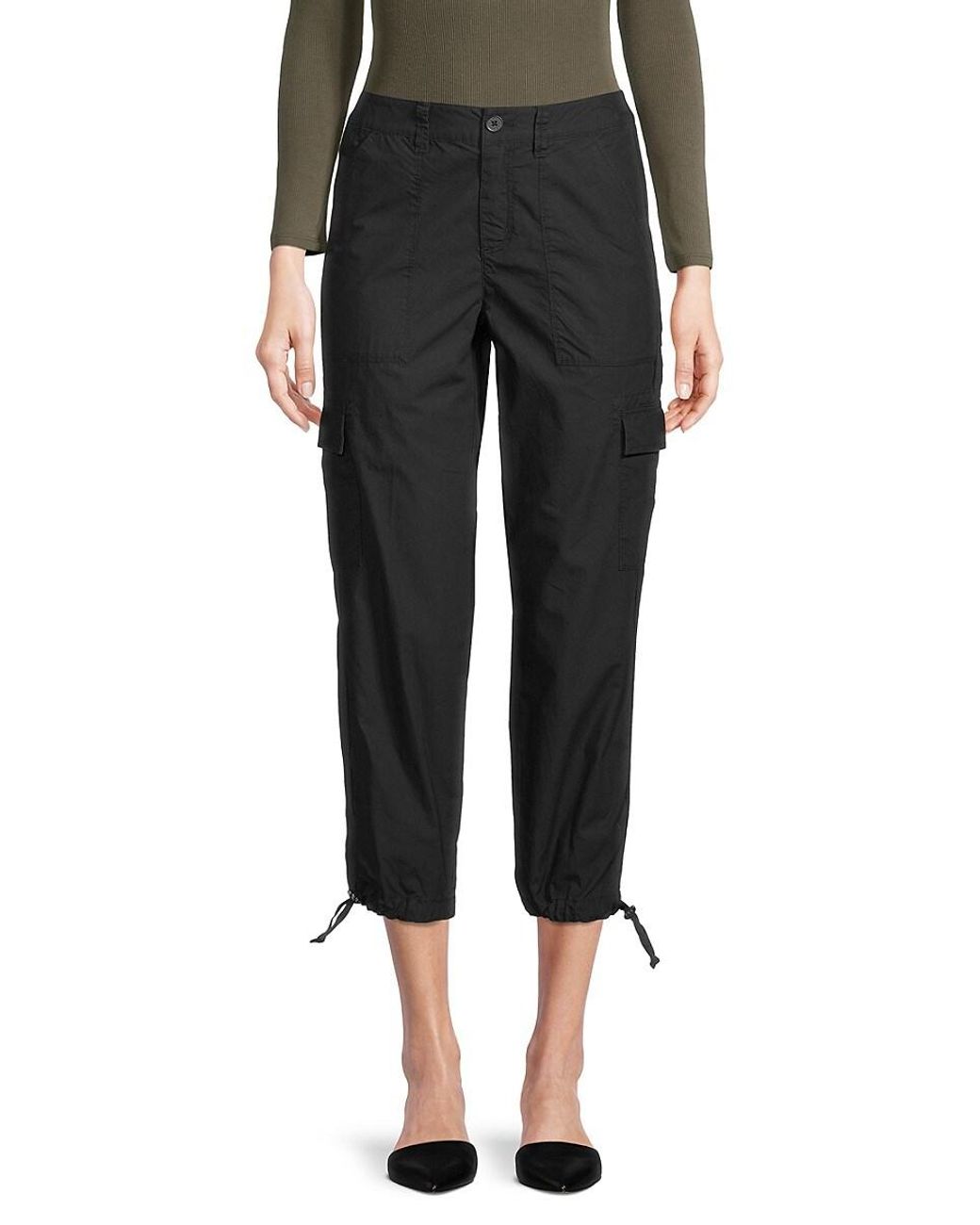 DKNY Cotton Cropped Cargo Pants in Black Lyst