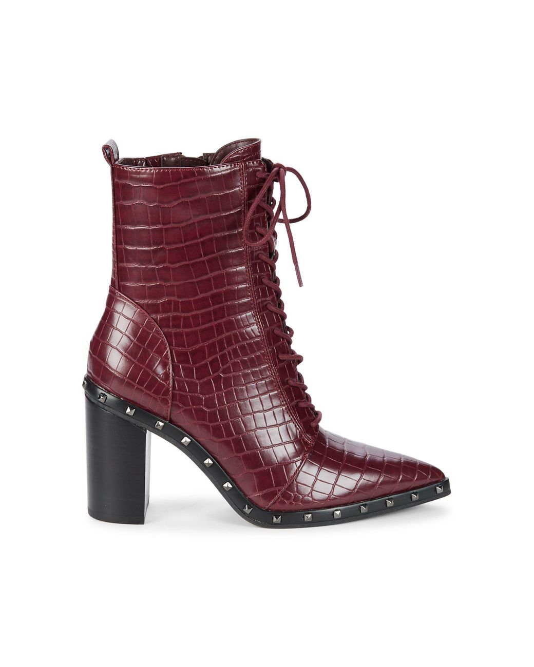 Charles David Synthetic Duffy Embossed Croc Design Heeled Ankle Booties ...