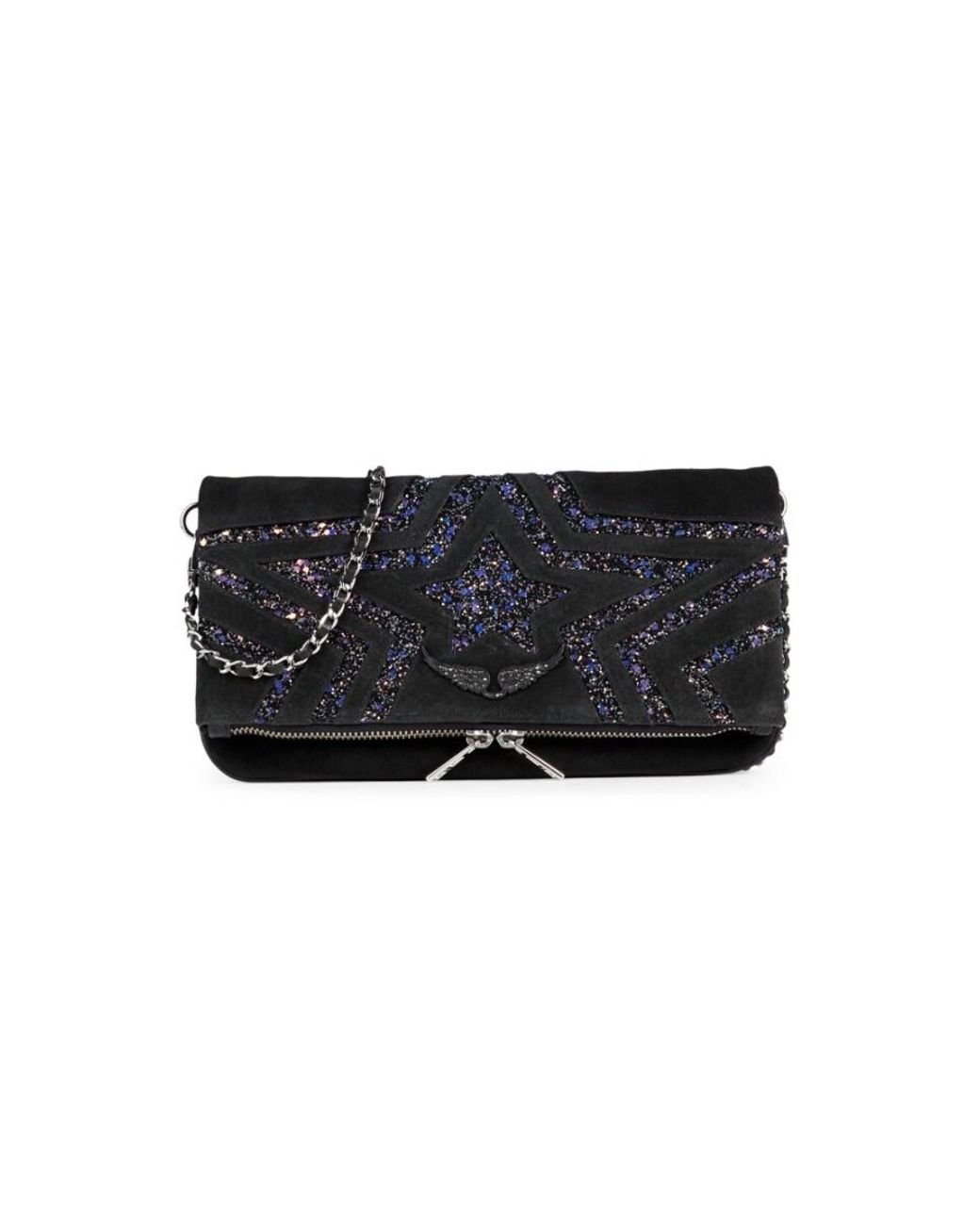 Zadig & Voltaire Rock Star Glitter Shoulder Bag in Black | Lyst