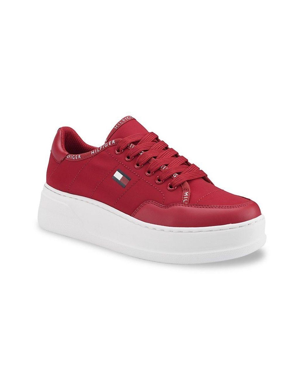 Tommy Hilfiger Logo Platform Sneakers in Red | Lyst