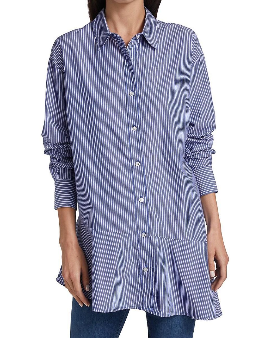 Veronica Beard Gilda Asymmetric Striped Shirt in Blue | Lyst