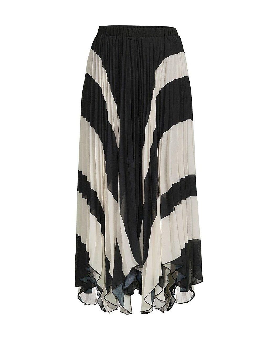 Wdny Colorblock Pleated Maxi Skirt in Black | Lyst