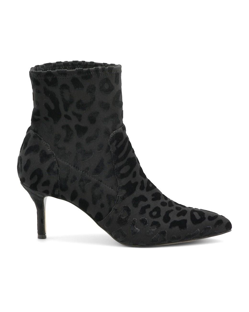 Charles David Arber Leopard Flocked Heel Sock Booties in Black Lyst UK