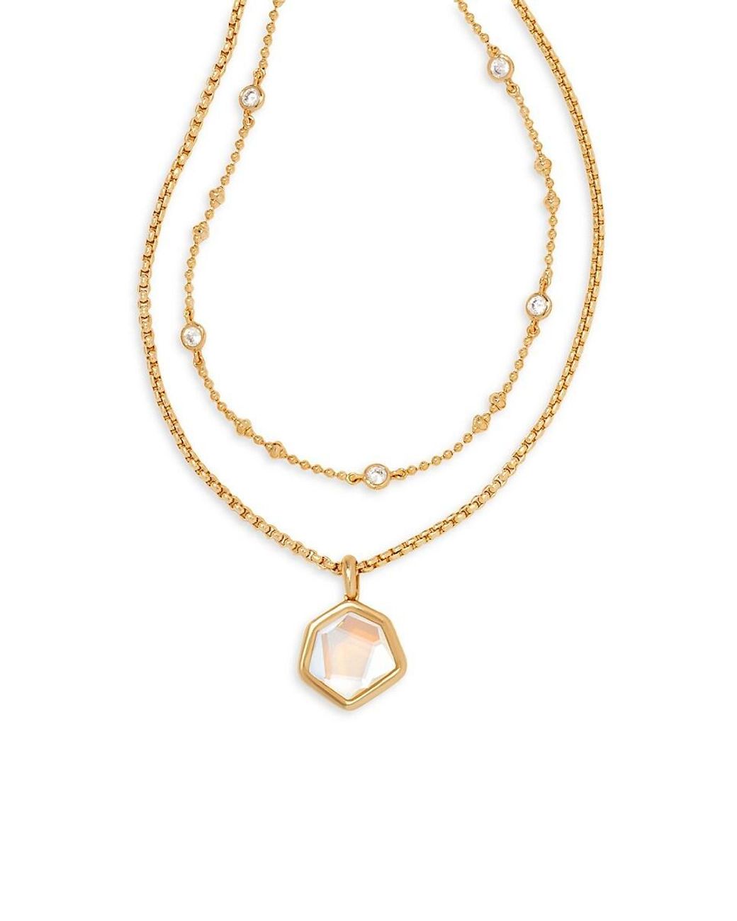 Kendra Scott Vanessa 14K Goldplated Cubic Zirconia Double Strand Necklace in Metallic Lyst UK