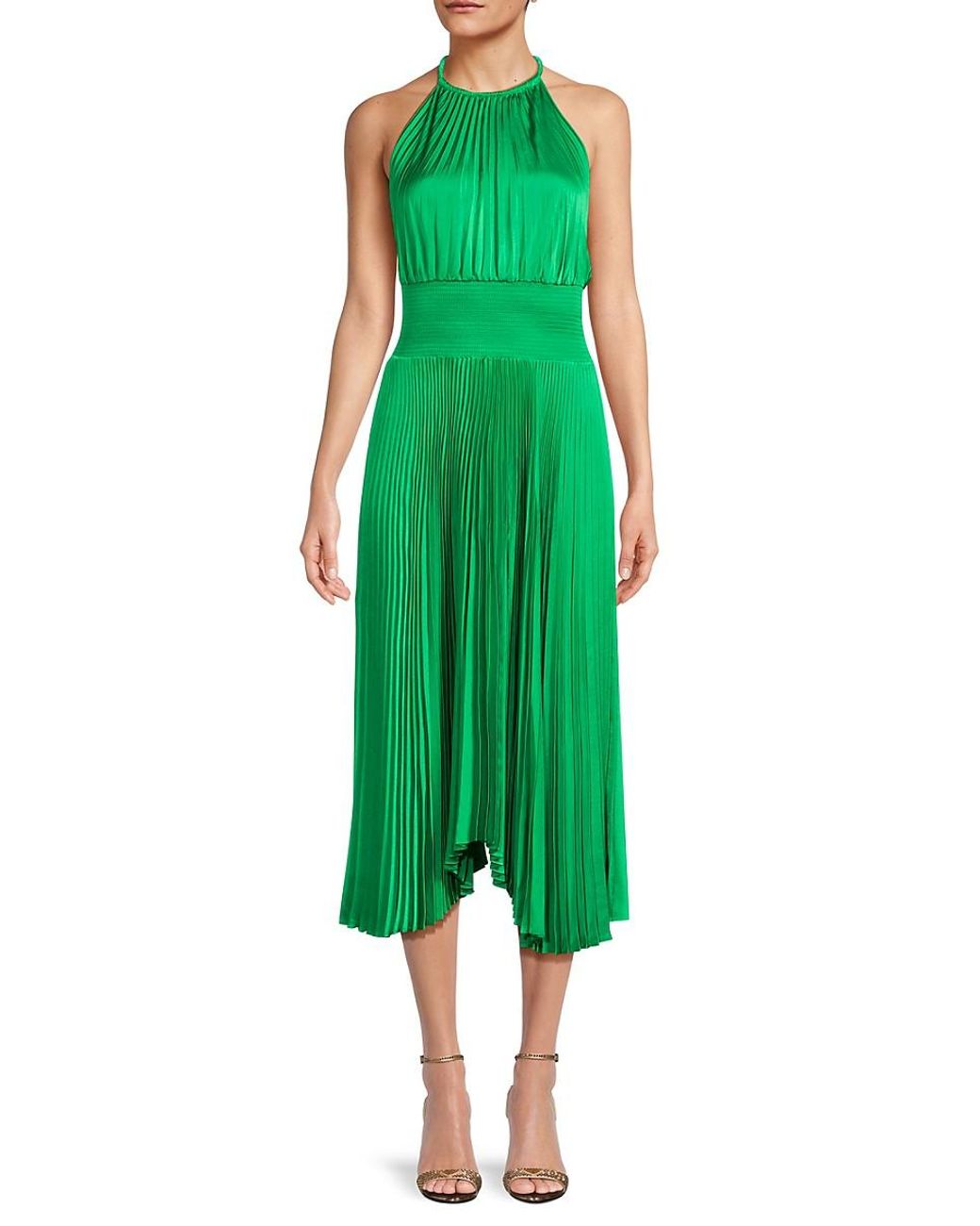 Alc renzo metallic pleated dress sale