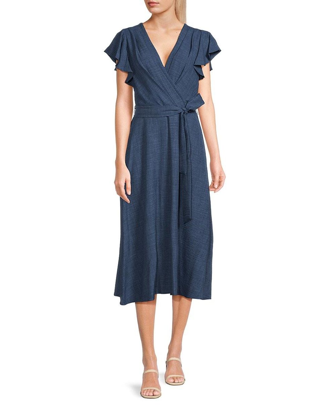 DKNY Surplice Wrap Midi Dress in Blue Lyst UK