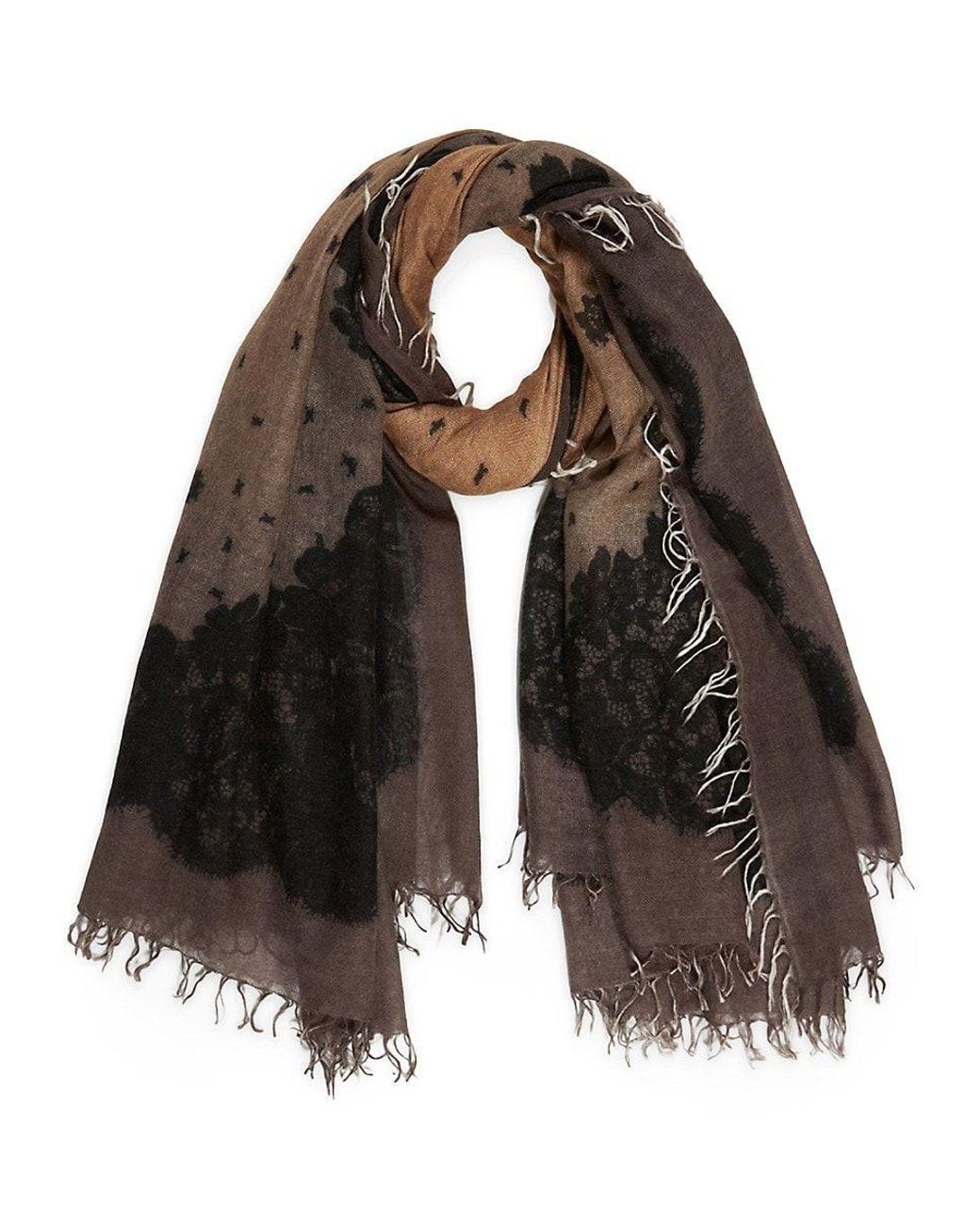 Faliero Sarti Cindy Cashmere Blend Lace Print Scarf in Black | Lyst