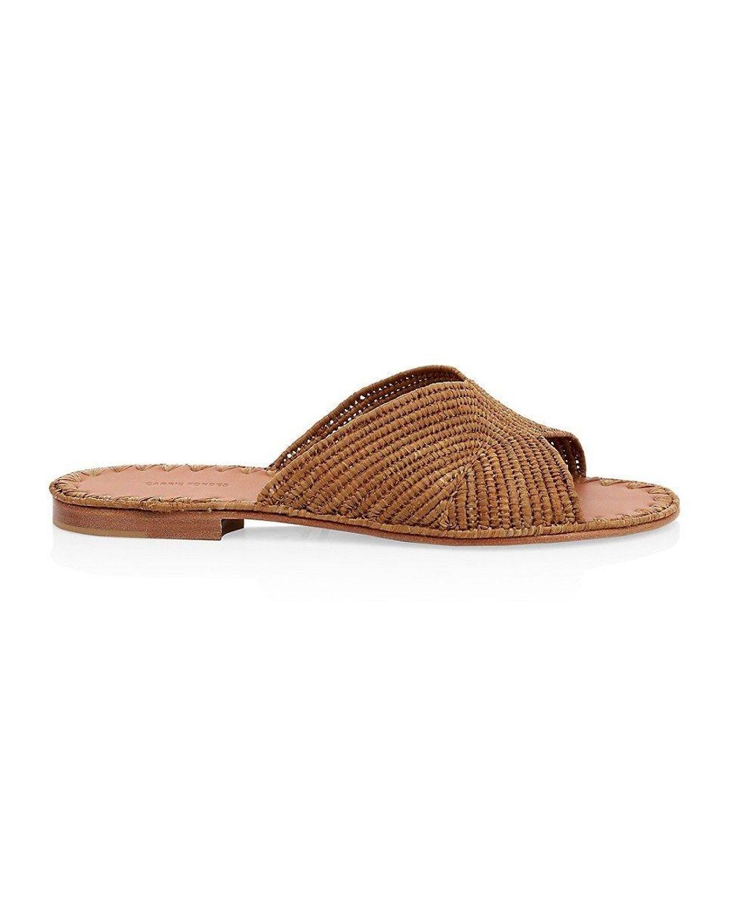 Carrie Forbes Salon Raffia Slide Sandals in Brown | Lyst