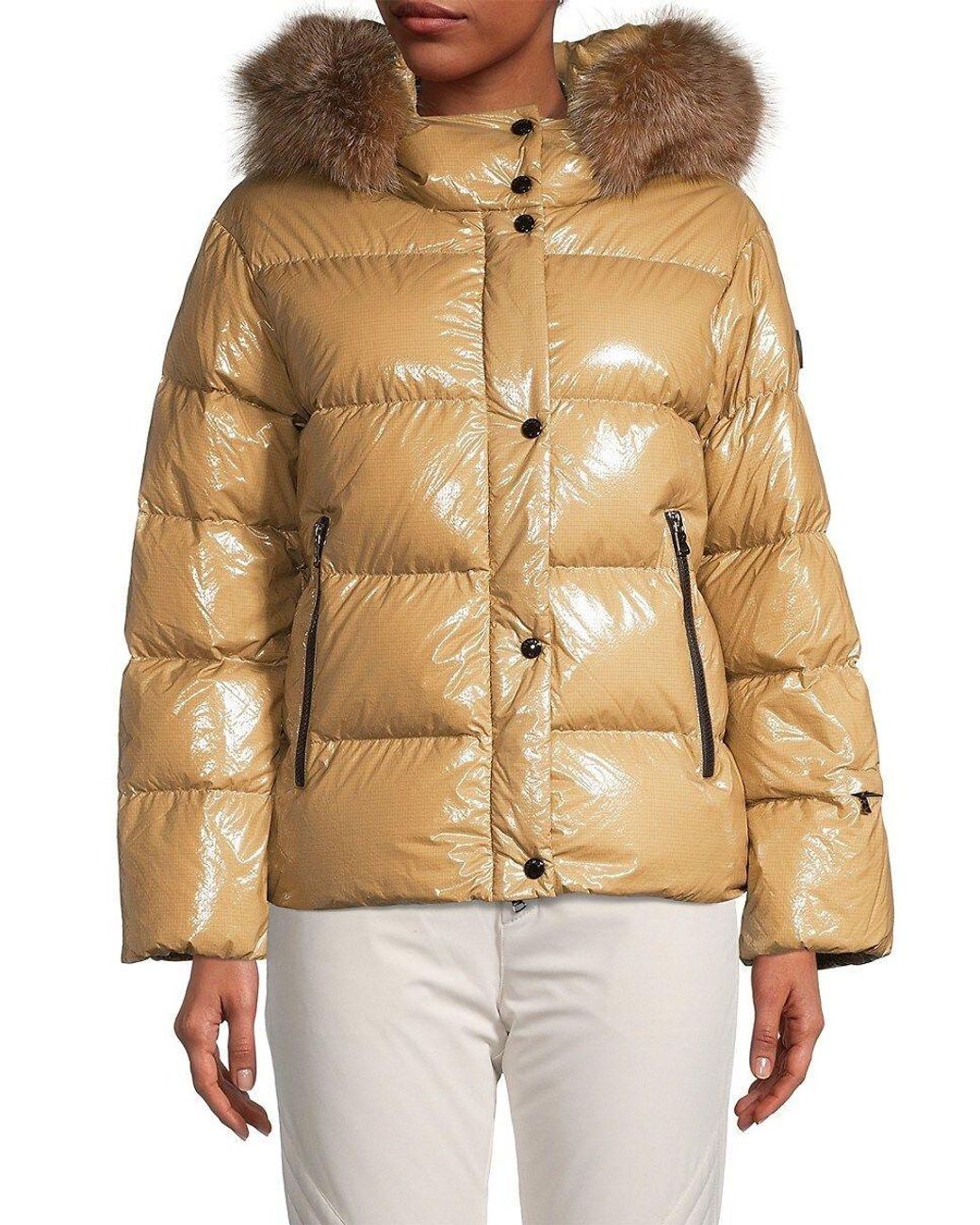 Bogner Evelia Lamb Fur Embellished Down Jacket in Metallic | Lyst