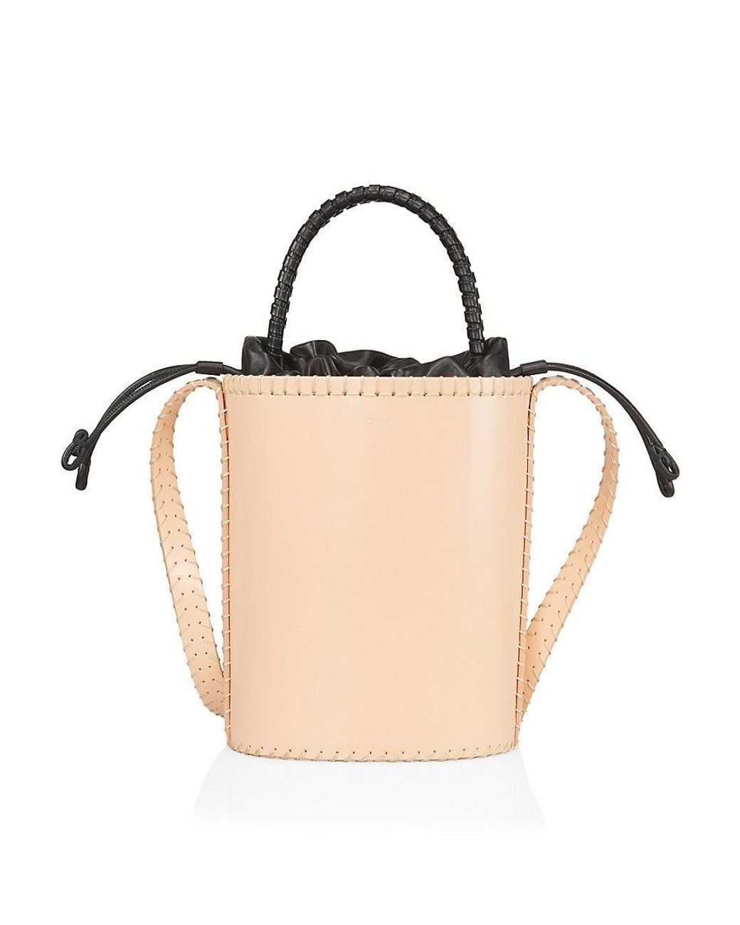 Chloé Small Louela Leather Bucket Bag in White | Lyst