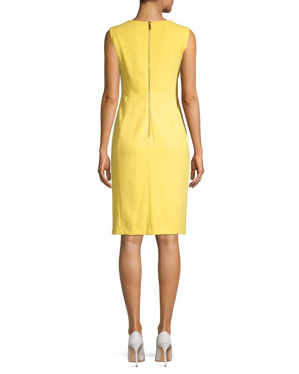 Calvin Klein Buckle Strap Sheath Dress in Yellow | Lyst