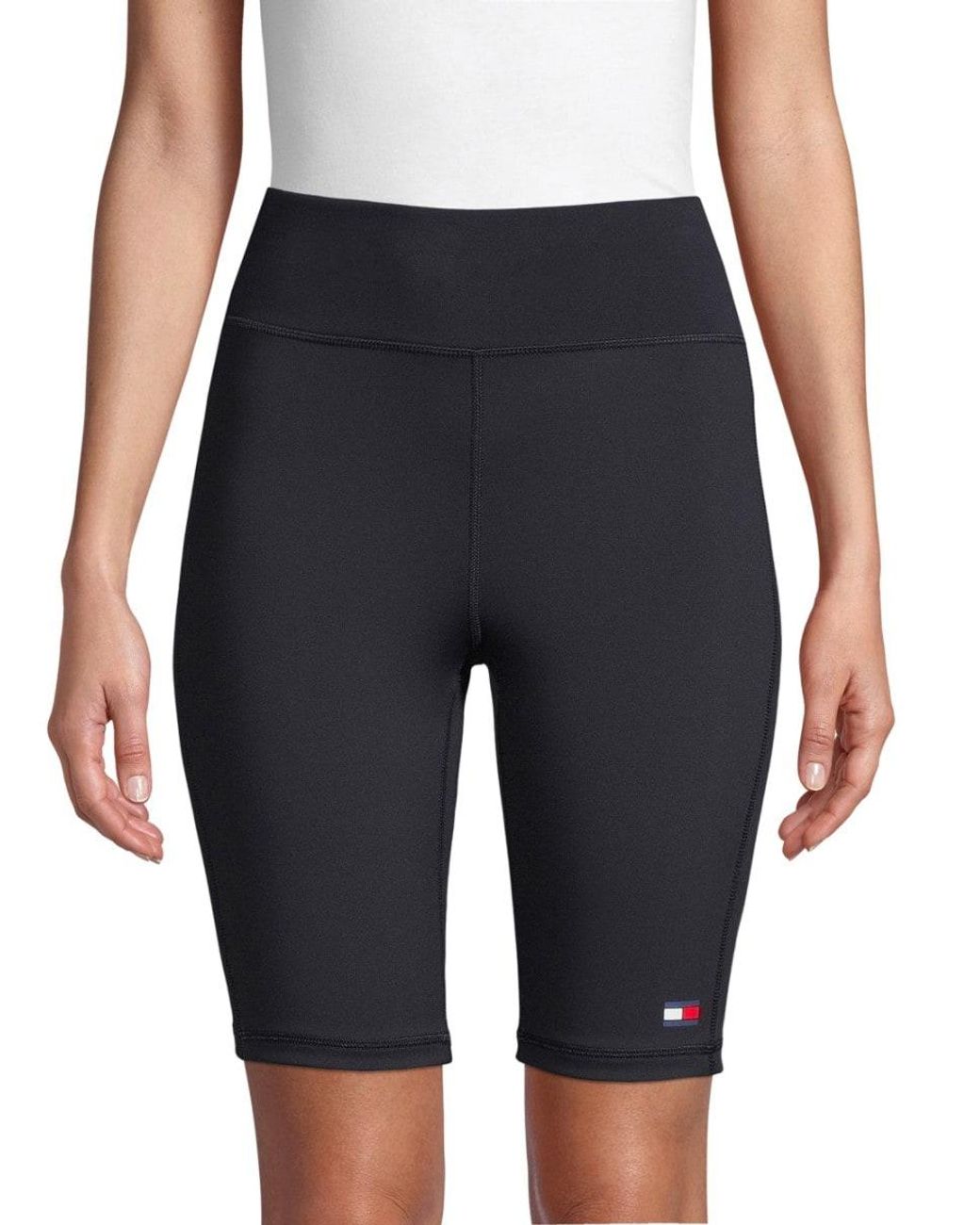 Tommy Hilfiger Synthetic Women's Stretch Bike Shorts - Black - Size L - Lyst