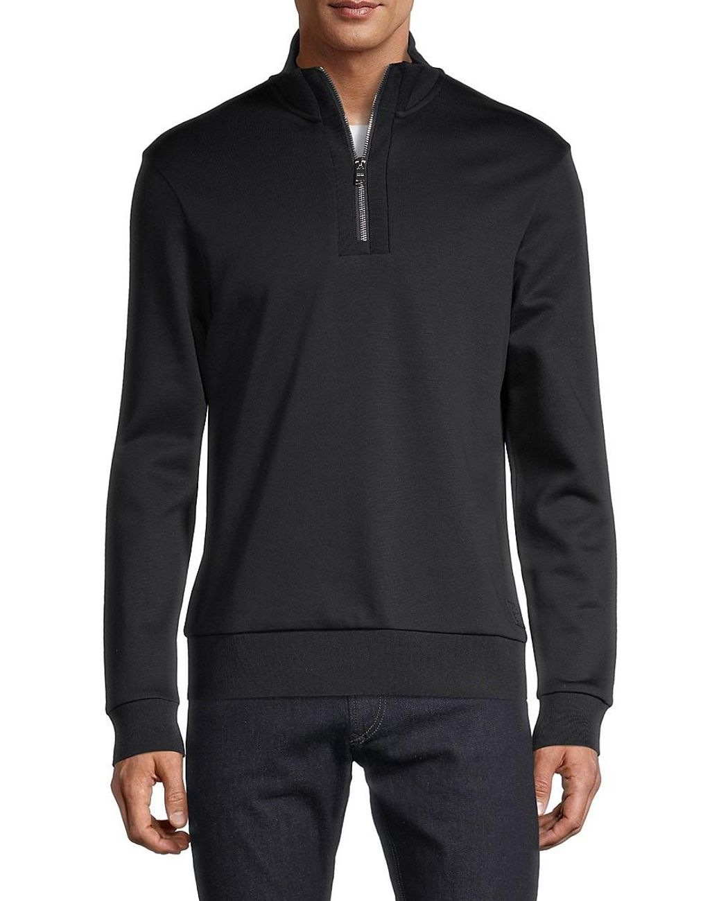 BOSS by HUGO BOSS Sidney Half-zip Cotton Sweatshirt in Blue for Men | Lyst