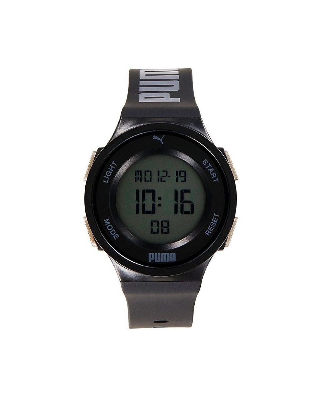 PUMA 7 42mm Stainless Steel Silicone Digital Watch in Black for