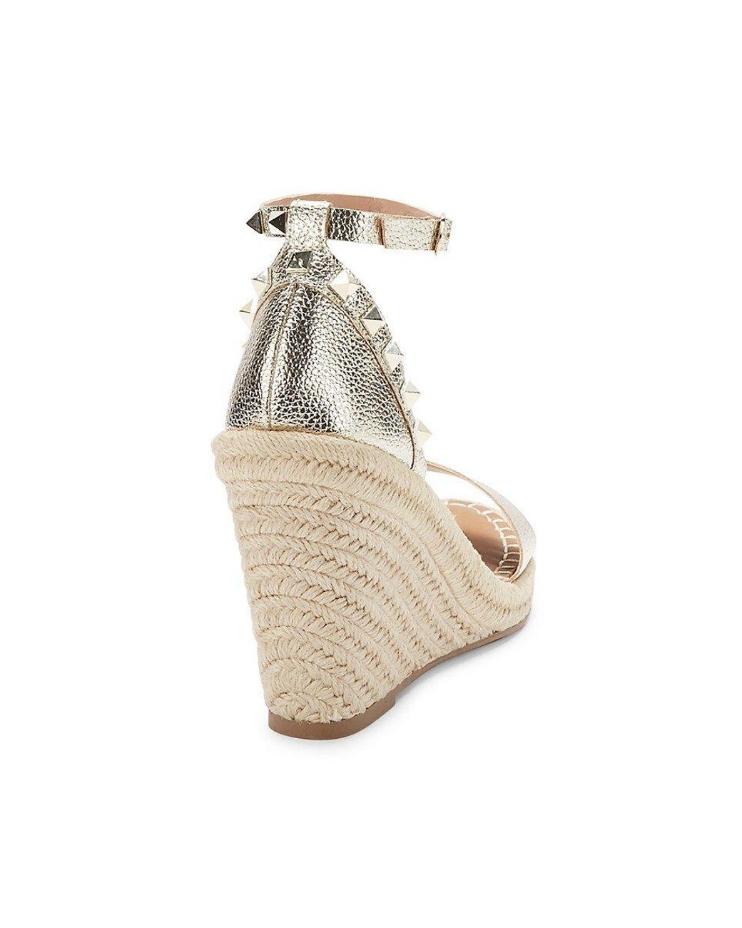 Steven by Steve Madden Steven New York Peni Studded Wedge Sandals in  Metallic | Lyst