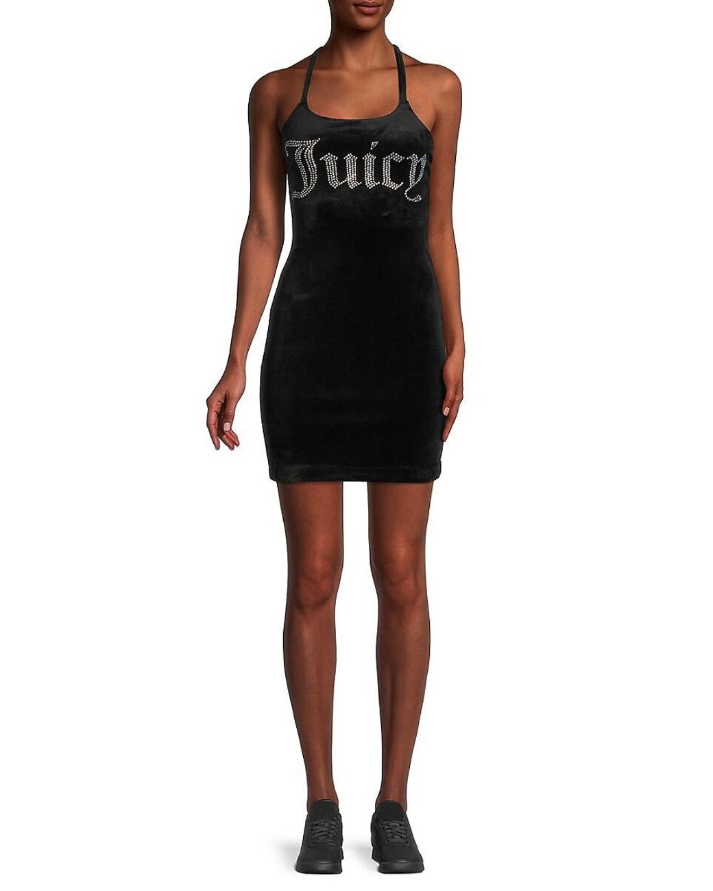 Juicy Couture Studded Logo Fitted Slip Dress in Black Lyst UK