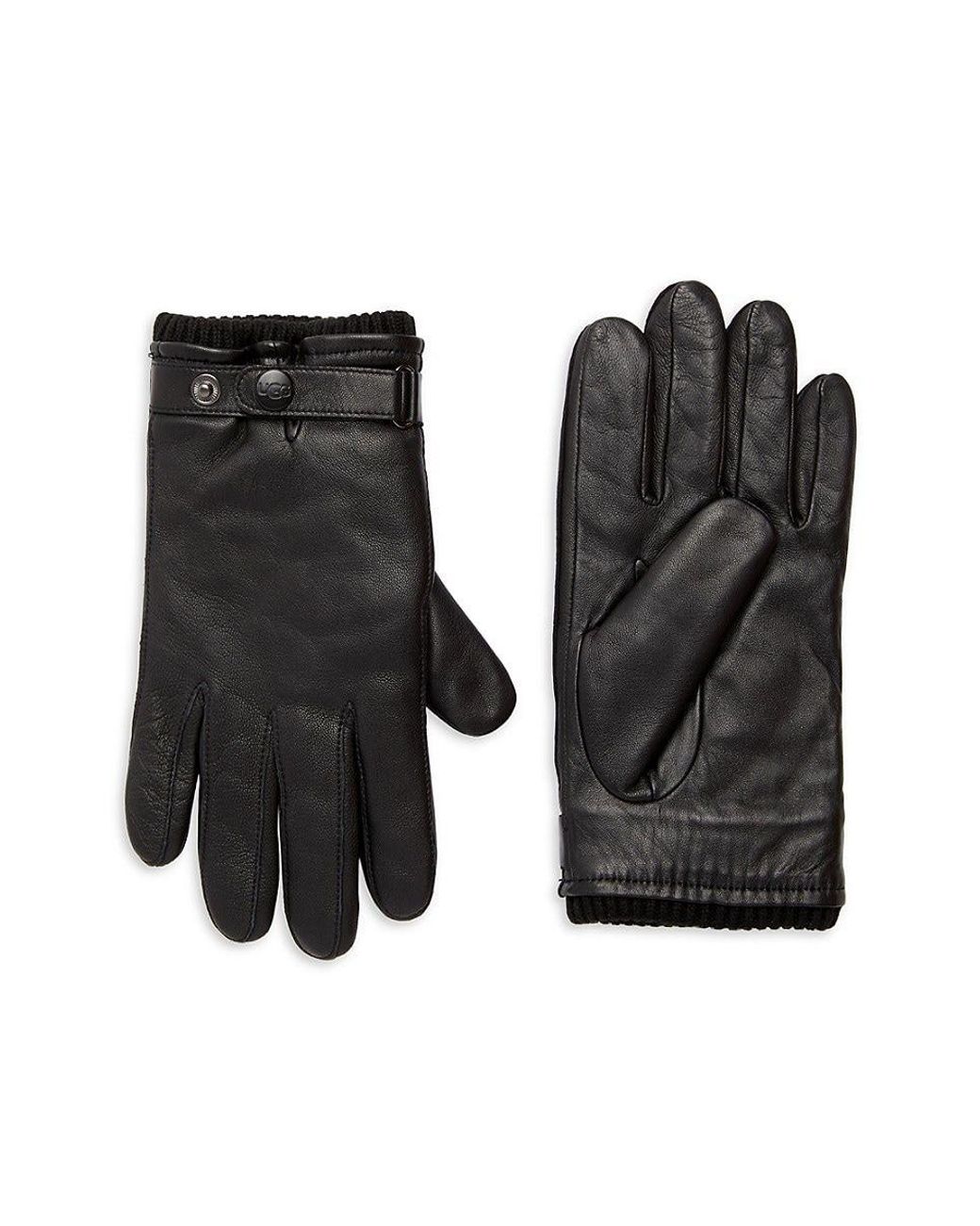 UGG Leather Belted Gloves in Black for Men | Lyst