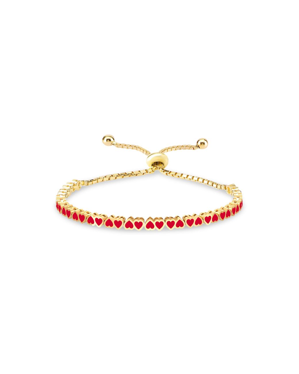 Gabi Rielle 14k Gold Vermeil Red Heart cut Evil Eye Bracelet in