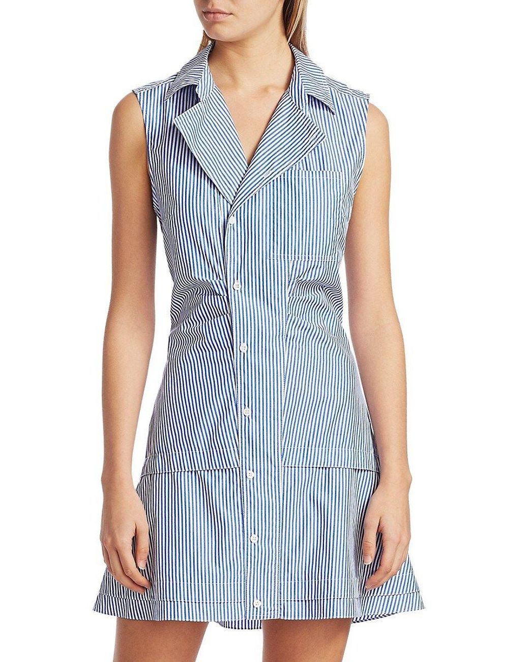 10 Crosby Derek Lam Satina Striped Shirt Dress in Blue