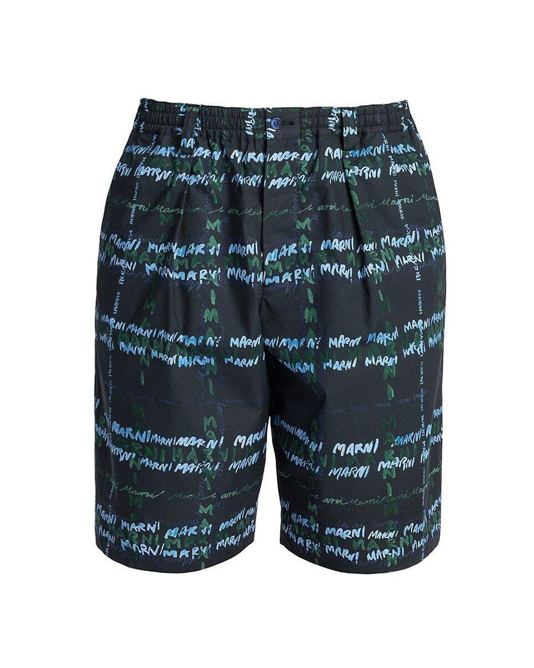 Marni logo-print Shorts - Blue