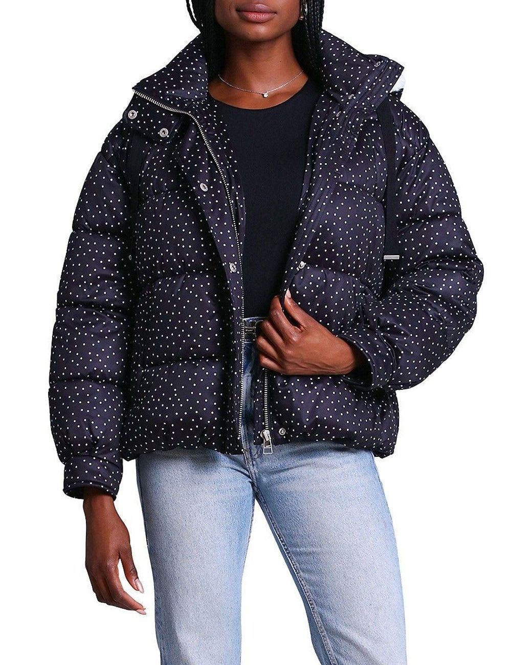 Avec Les Filles Relaxed Polka Dot Faux Fur Lined Hood Puffer Jacket in ...