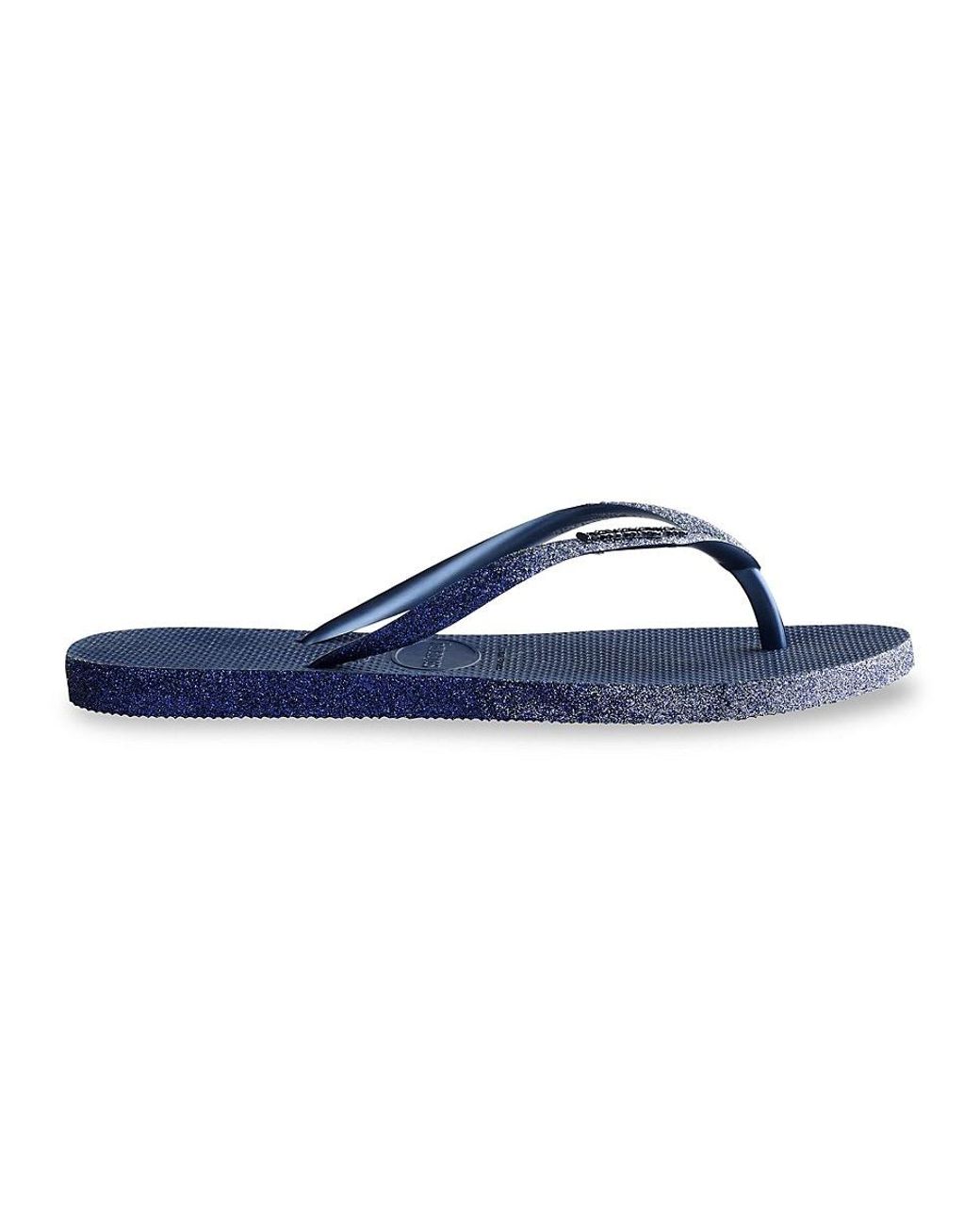 Havaianas Slim Sparkle Flip Flops In Blue 