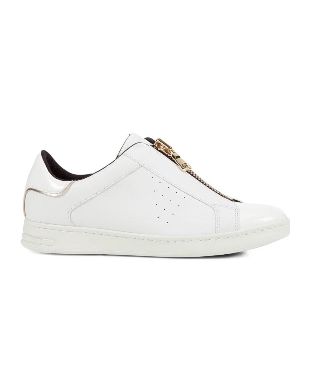 Geox Women's Jaysen Front-zip Sneakers - White - Size 35 (5) | Lyst