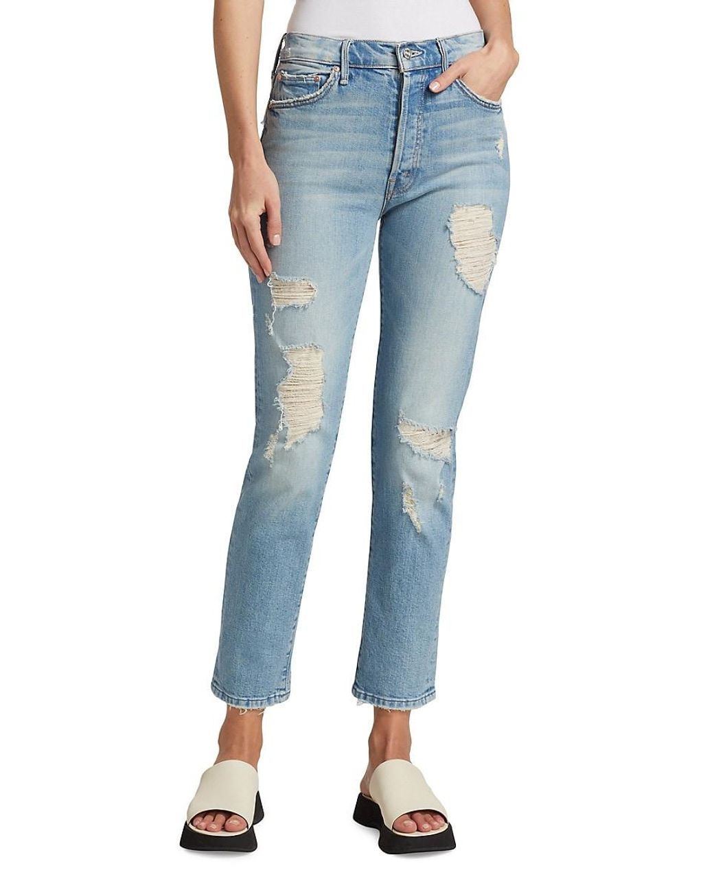 Mother Trickster Mid-rise Stretch Straight-leg Ankle Jeans in Blue | Lyst  Canada