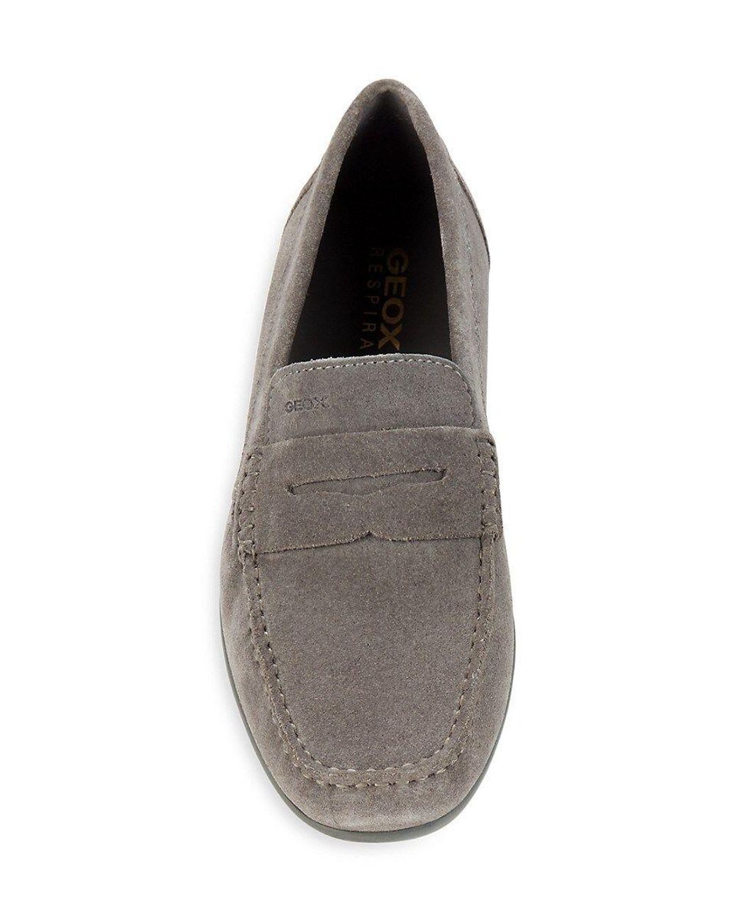 Geox U Ascanio Suede Penny Loafers in Gray for Men | Lyst
