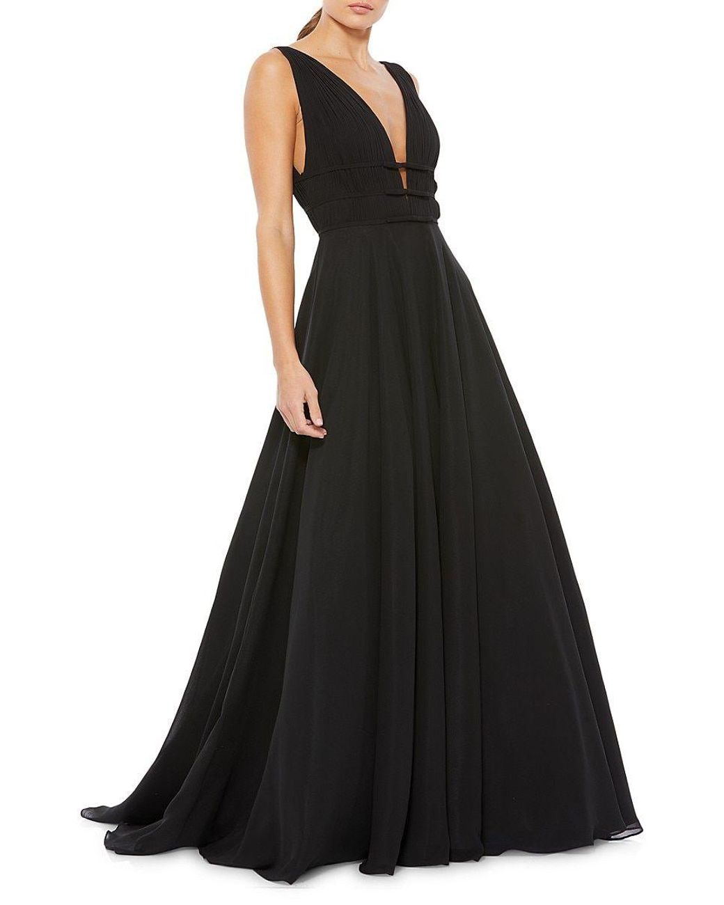 Mac Duggal Ruched Ball Gown in Black | Lyst