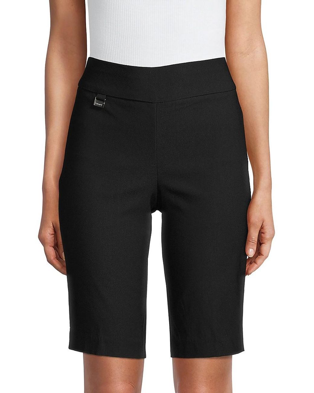 Premise Studio Flat-front Bermuda Shorts in Black | Lyst
