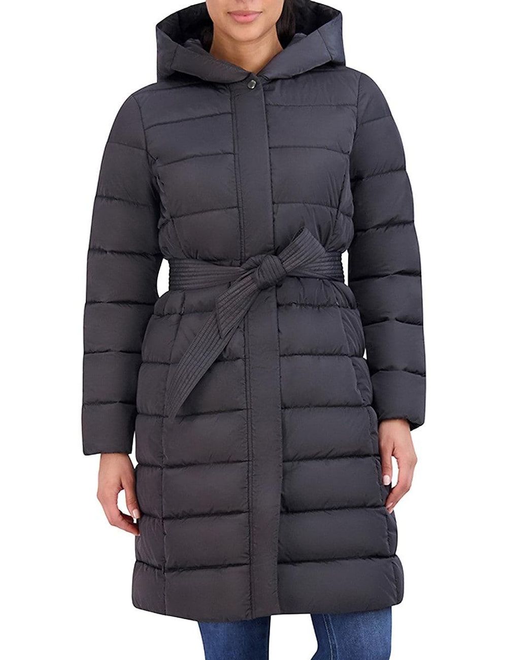 Cole haan top belted quilted coat