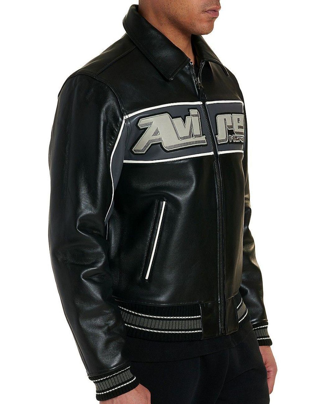 Avirex Nitro Run Leather Jacket in Blue for Men Lyst