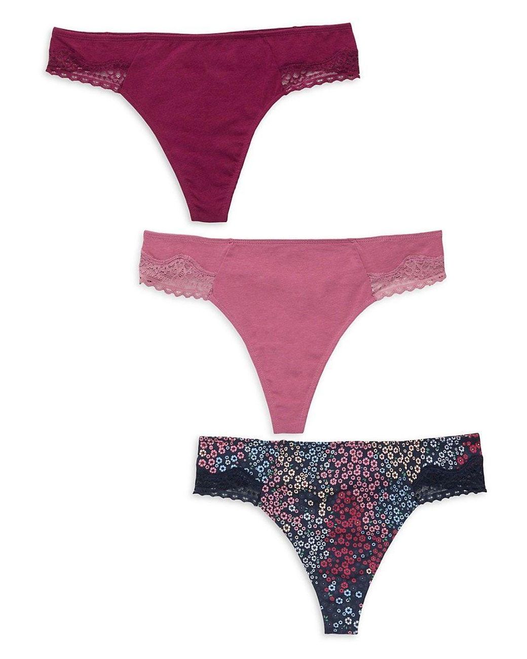 Tommy Hilfiger 3-pack Lace Thongs in Purple