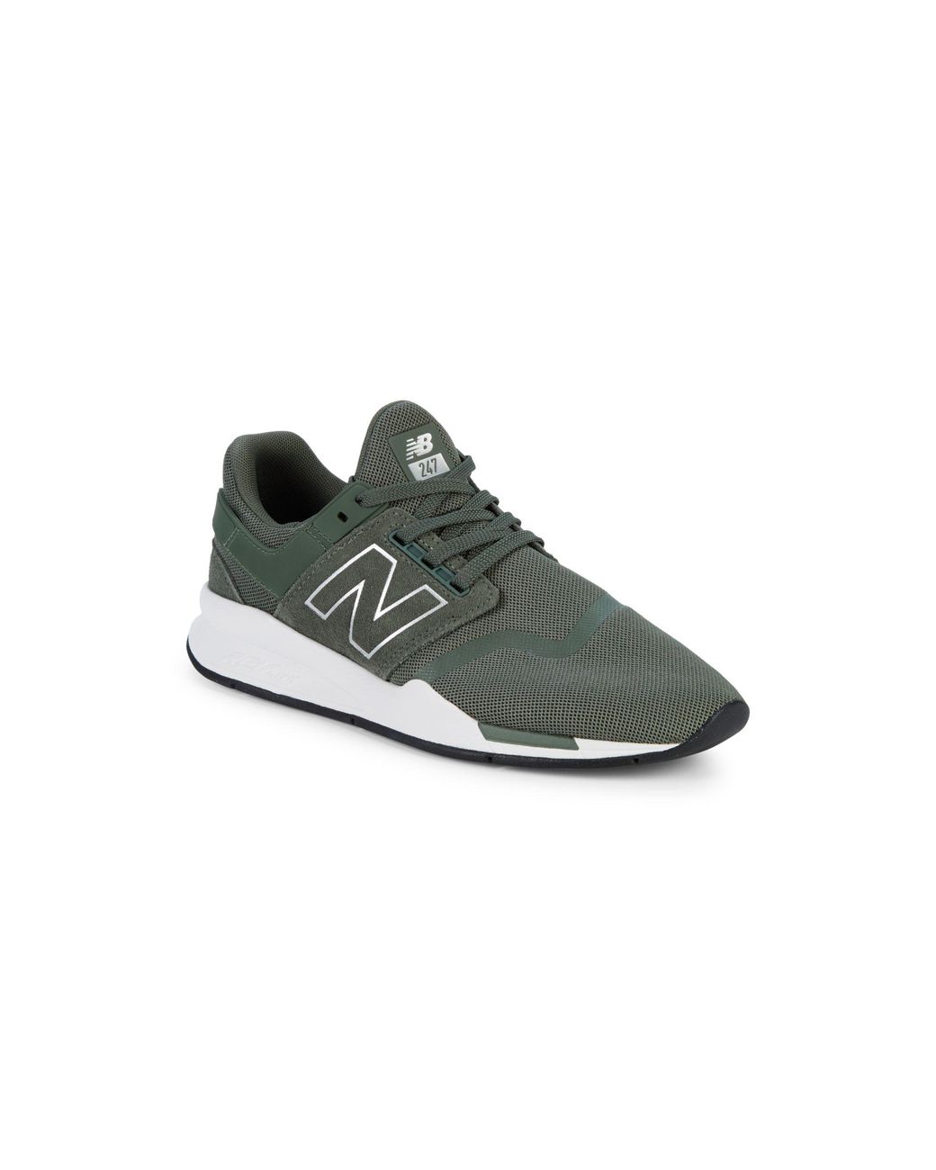 New Balance Synthetic Logo Lace Up Sneakers In Slate Green Green