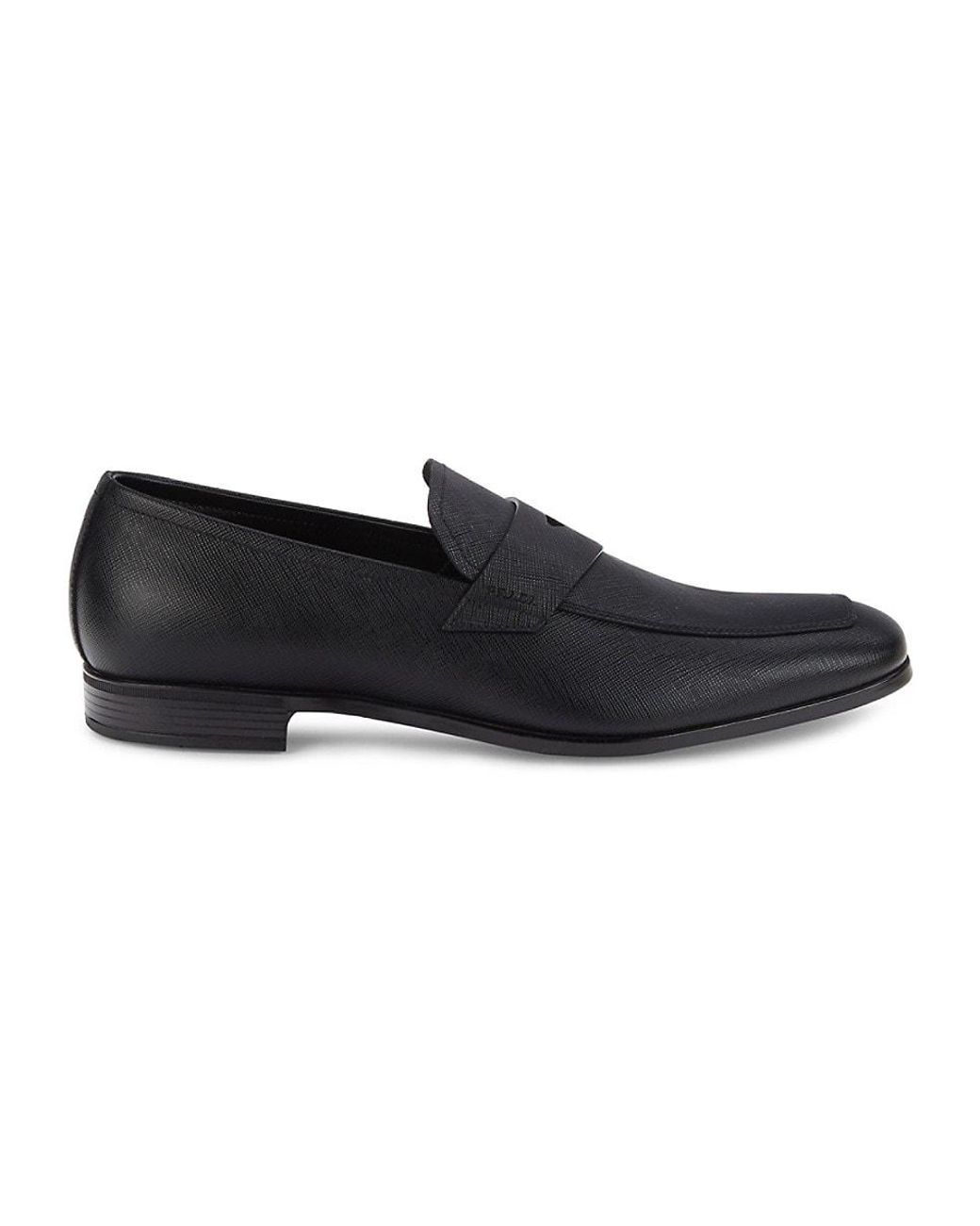 Prada Saffiano Leather Penny Loafers in Nero (Black) for Men | Lyst