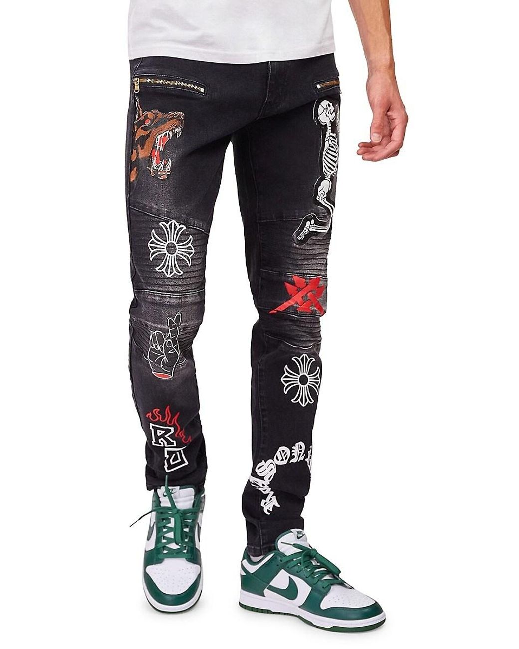 Reason Denim Avant Graphic Skinny Jeans in Black for Men Lyst
