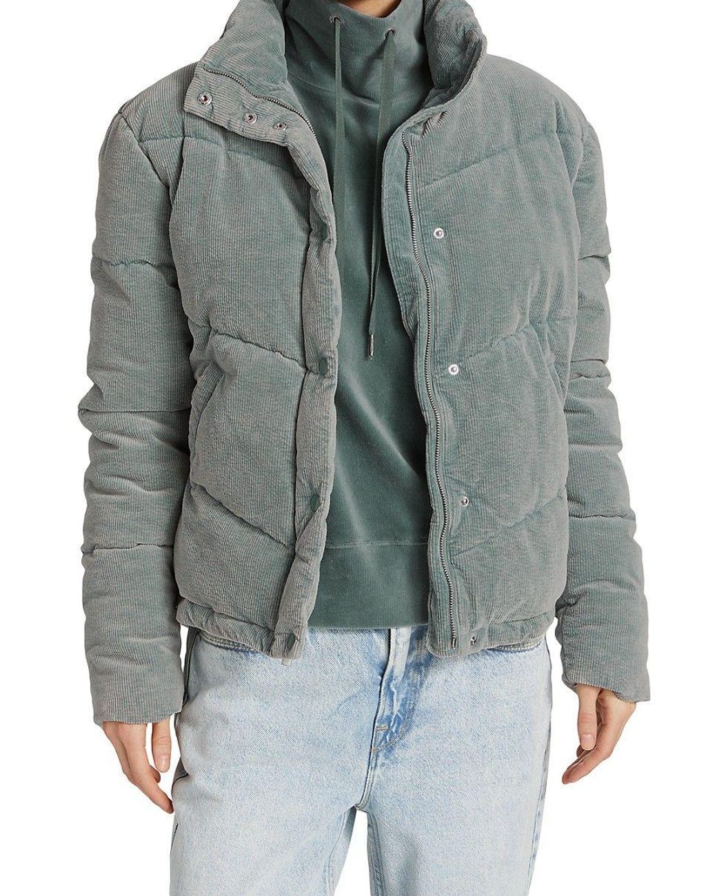 Splendid Milla Corduroy Puffer Jacket in Gray Lyst