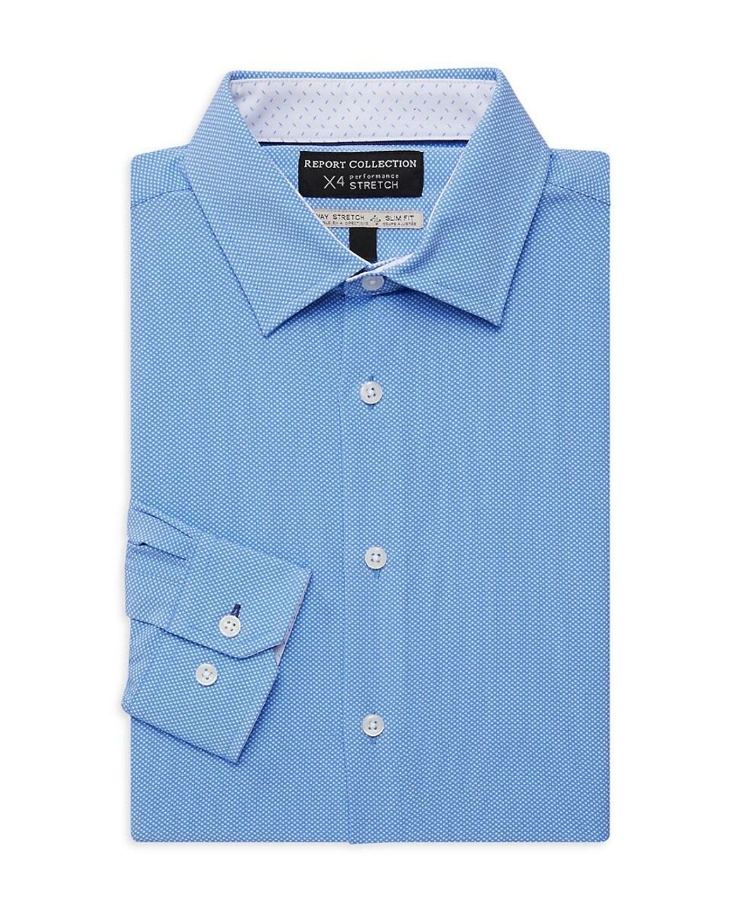 Report Collection Blue Slim Fit Pattern Dress Shirt for men
