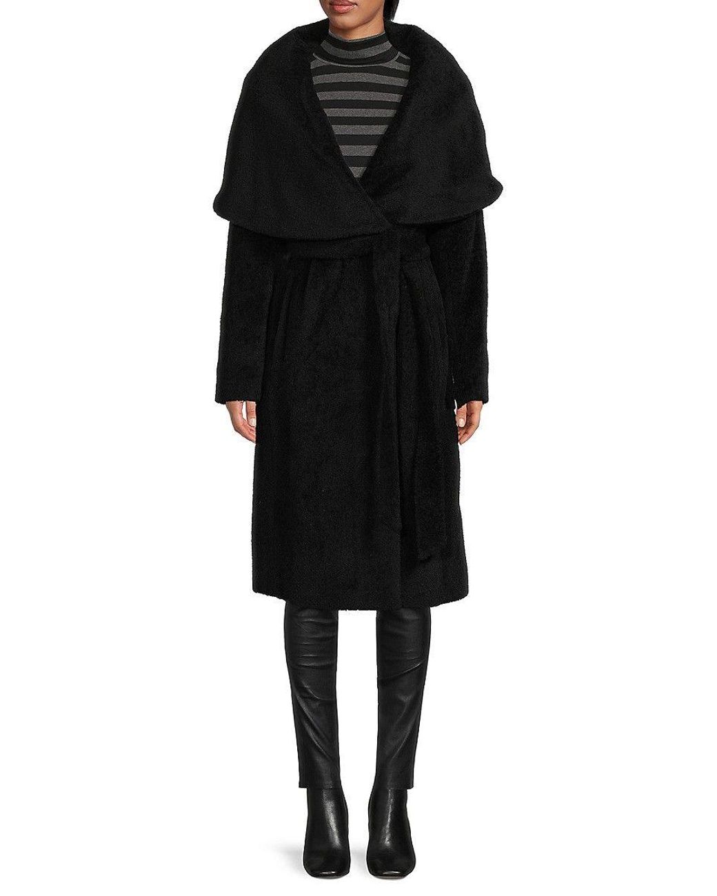 DKNY Wool Blend Coat in Black Lyst