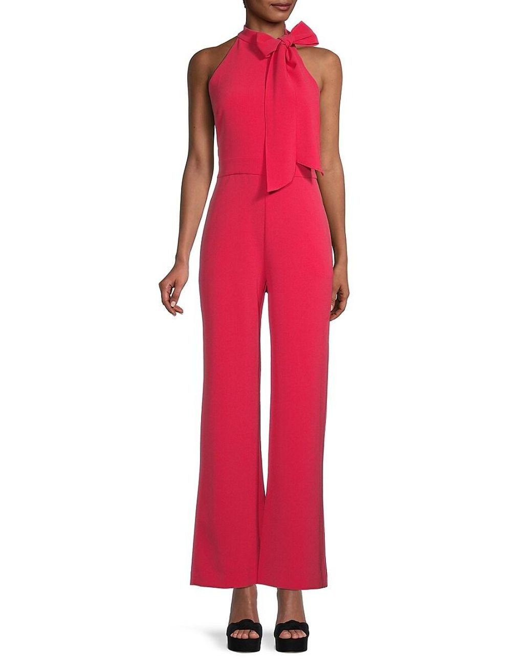 Vince Camuto Kors Bow Crepe Jumpsuit in Coral (Red) | Lyst