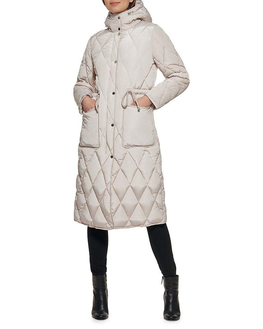 Kenneth Cole Quilted Puffer Stadium Jacket in Natural | Lyst
