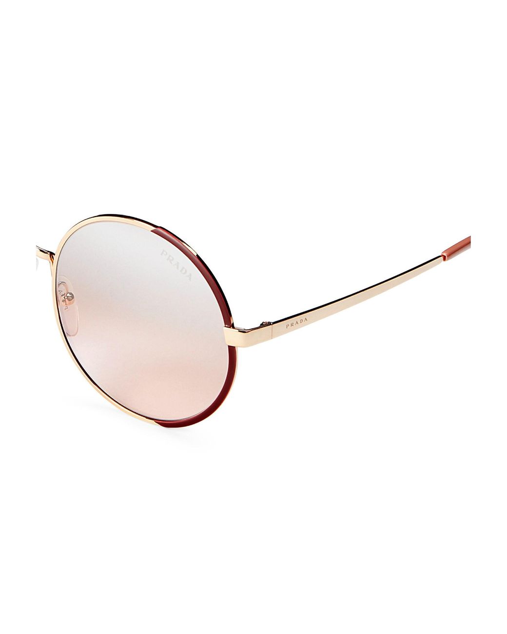 Prada 57mm Round Sunglasses in Gold Pink (Pink) | Lyst