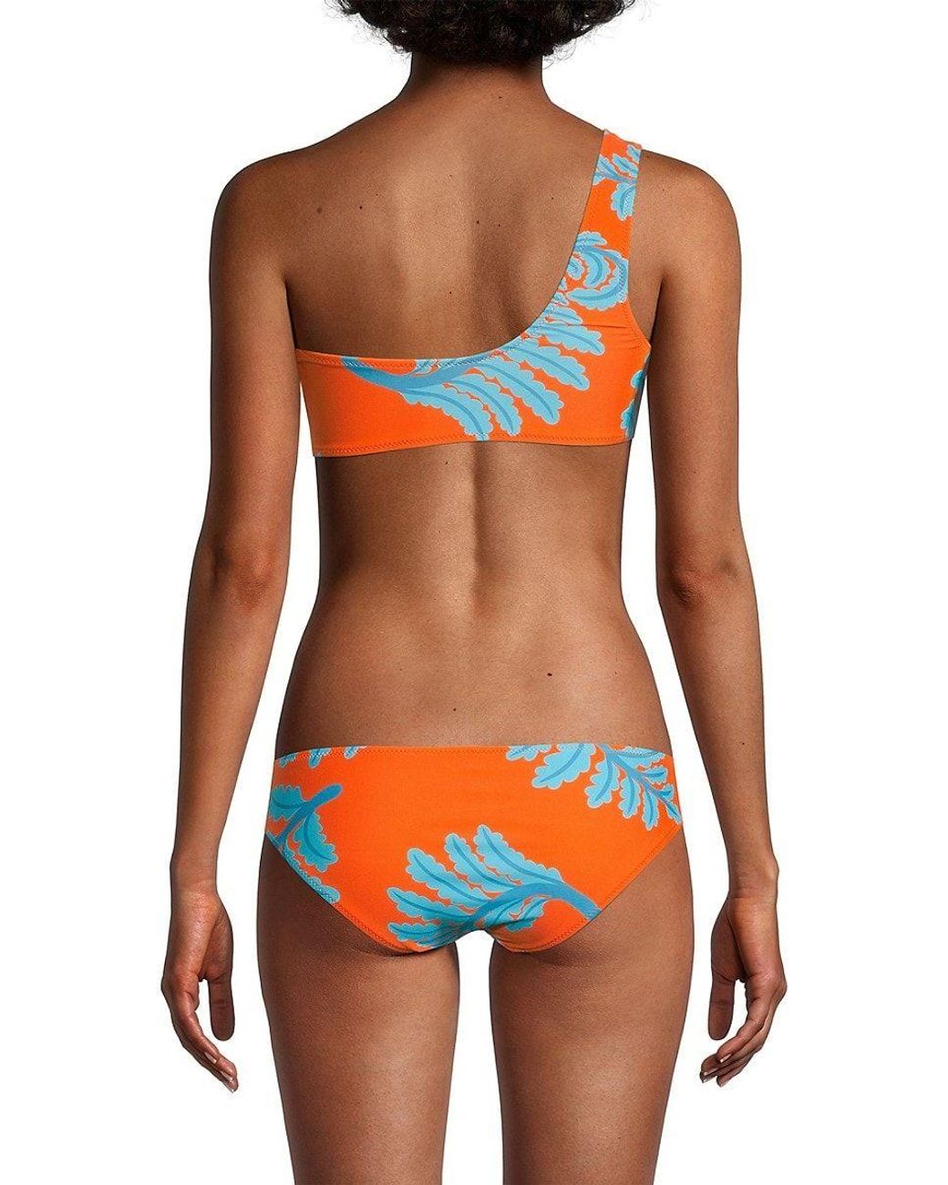 Solid & Striped Desi Leaf Print Bikini Top in Orange | Lyst