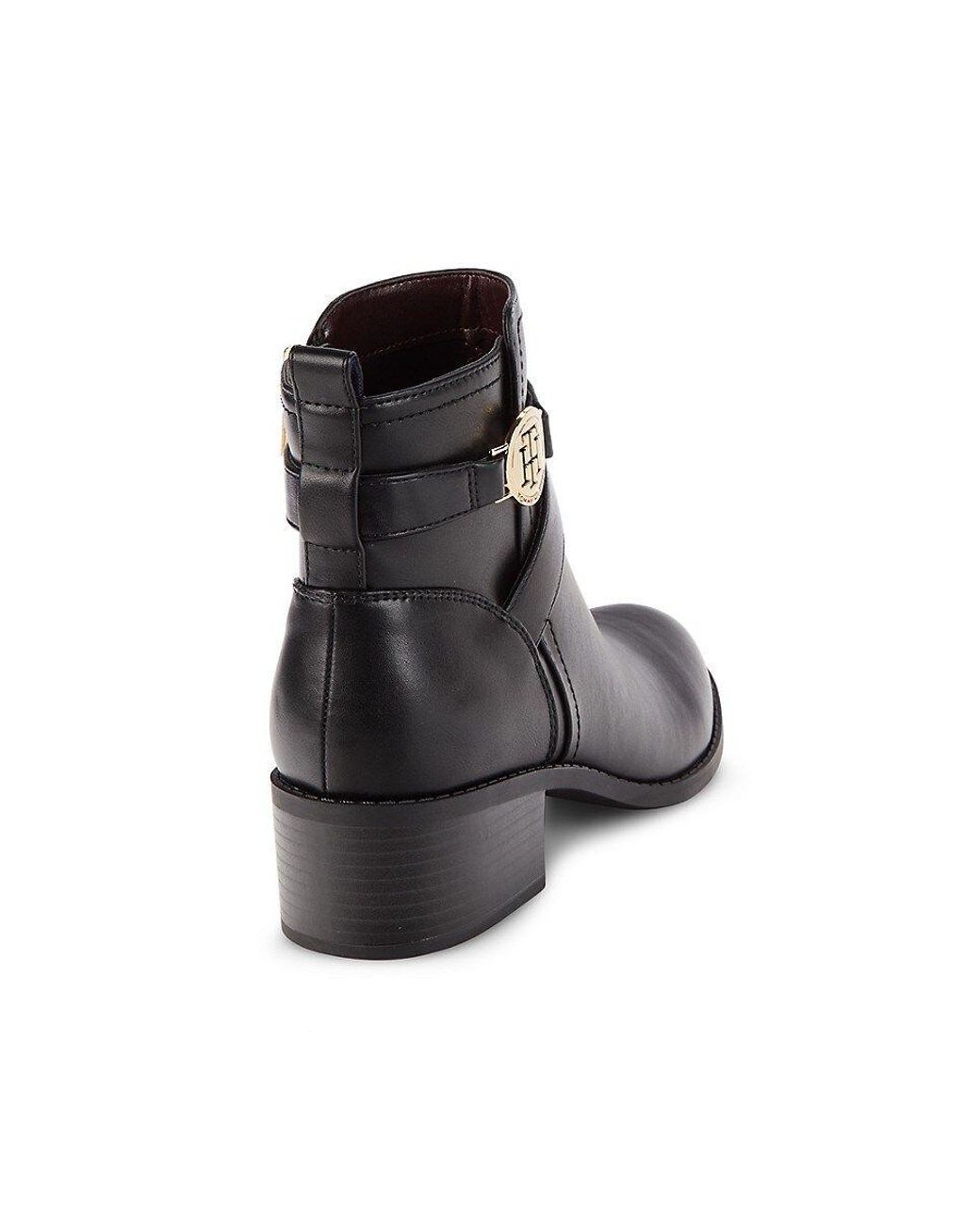 Tommy Hilfiger Diyana Block Heel Ankle Boots in Black | Lyst
