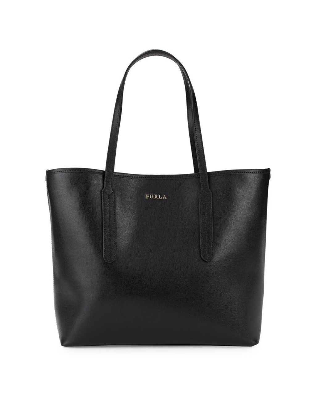 Furla Ariana Leather Open Tote Bag in Black | Lyst