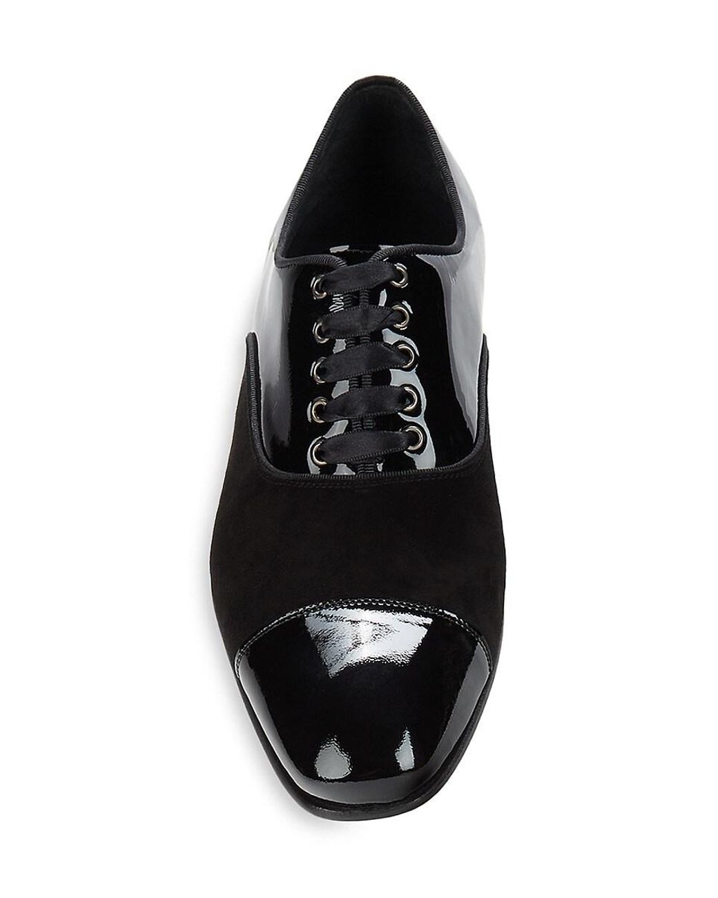 Mezlan Cap Toe Patent Leather Suede Oxfords in Black for Men